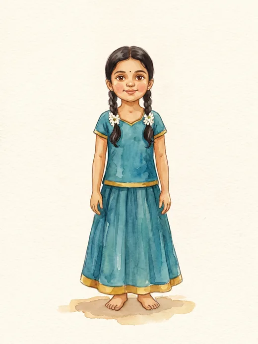The same child, painted in watercolour by Kadhai Kutty